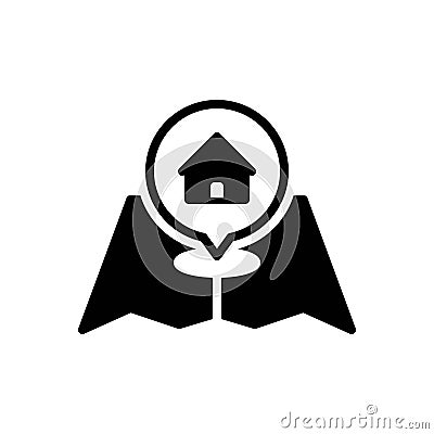 Black solid icon for Location, direction and locale Vector Illustration