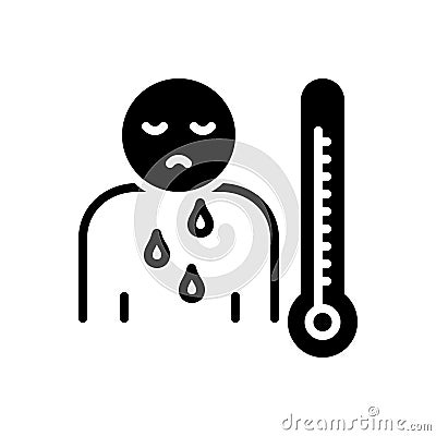 Black solid icon for Malaise, illness and sickness Vector Illustration