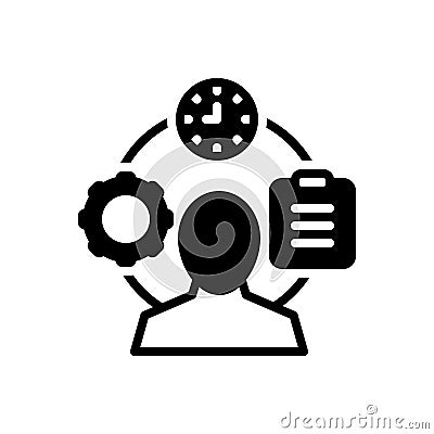 Black solid icon for Management, monograph and authority Vector Illustration