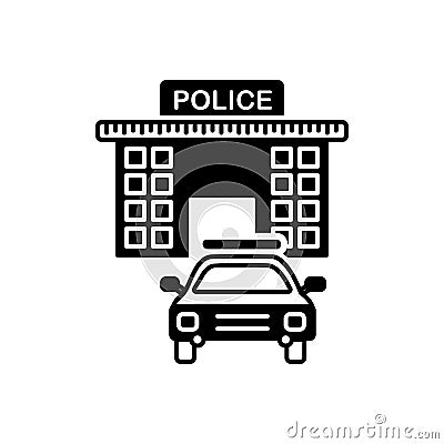 Black solid icon for Police station, enforcement and secure Stock Photo