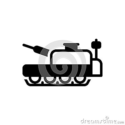 Black solid icon for Tank, wartime and armor Vector Illustration