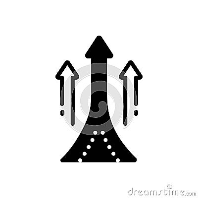 Black solid icon for Up, above and roadway Vector Illustration