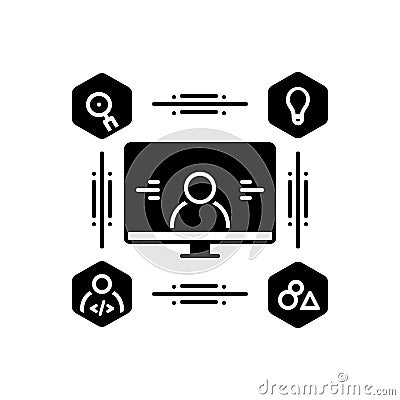 Black solid icon for User Centered Design, people and representative Stock Photo