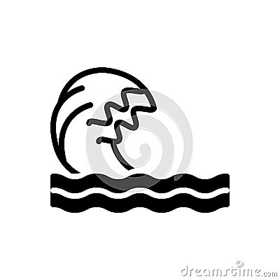 Black solid icon for Wave, ripple and backwash Vector Illustration