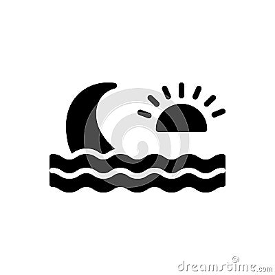 Black solid icon for Wave, ripple and backwash Stock Photo