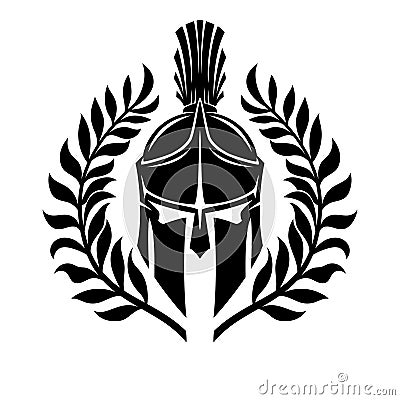 Black Spartan helmet. Vector Illustration