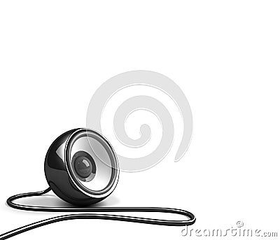 Black speaker with cable Stock Photo