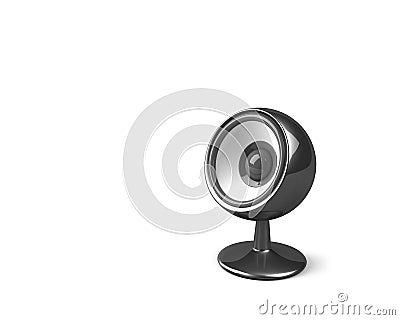 Black speaker on pedestal Stock Photo