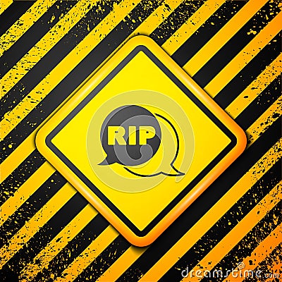 Black Speech bubble rip death icon isolated on yellow background. Warning sign. Vector Vector Illustration