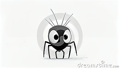 Black Spider Cuteness Overload: A Charming Arachnid with Big Eyes That Will Melt Your Heart Cartoon Illustration