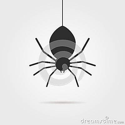 Black spider icon with shadow Vector Illustration