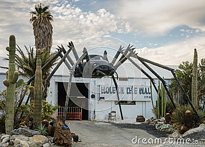 Black Spider Sculpture - Hole in the Wall - Palm Springs, CA Editorial Stock Photo