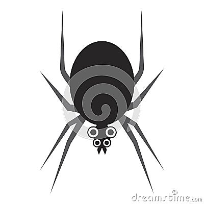 Black spider silhouette with long slender legs Vector Illustration
