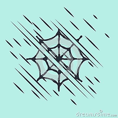 Black Spider web icon isolated on green background. Cobweb sign. Happy Halloween party. Glitch style. Vector Vector Illustration