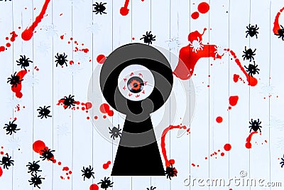 Spiders on a white background covered with blood, Halloween. Stock Photo