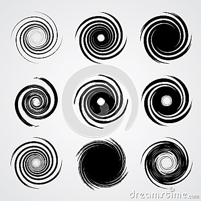 Black spiral swirl set Vector Illustration