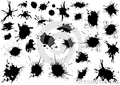 Black Splatters on White Background Vector Illustration