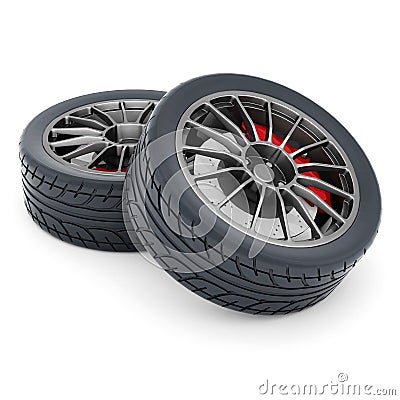 Black sport wheels Stock Photo