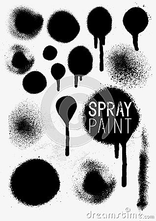 Black Spray Paint Set Vector Illustration