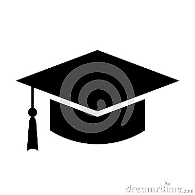 Black square academic cap vector icon Vector Illustration