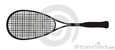 Black squash racket on a white background Stock Photo