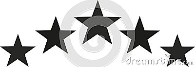 Black star set in half circle shape Vector Illustration