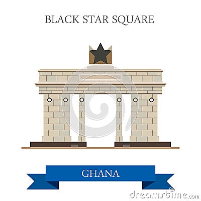 Black Star Square in Accra Ghana flat vector illus Vector Illustration