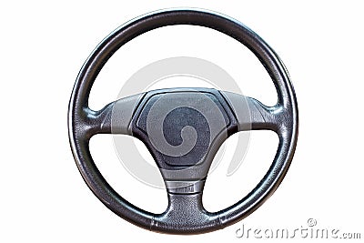 Black steering wheel Stock Photo