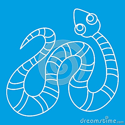 Black striped snake icon, outline style Vector Illustration