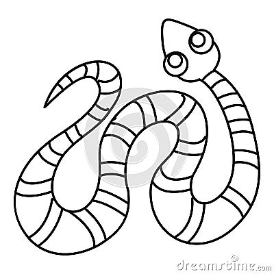Black striped snake icon, outline style Vector Illustration