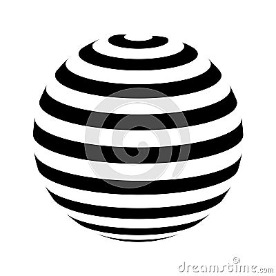 Black stripes sphere on white background Stock Photo