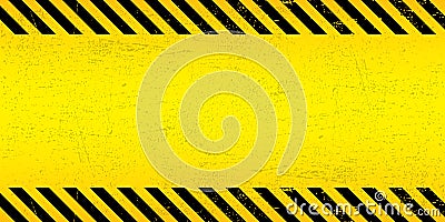 Black Stripped Rectangle on yellow background. Blank Warning Sign. Warning Background. Template. Vector Illustration