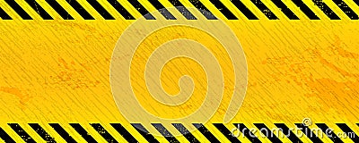 Black Stripped Rectangle on yellow background. Blank Warning Sign. Warning Background. Template. Vector Vector Illustration