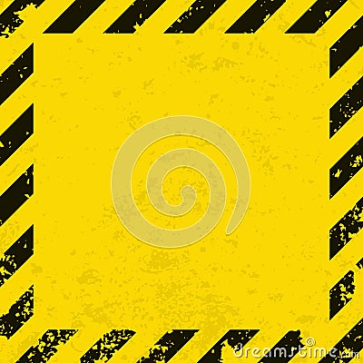 Black Stripped square on yellow background. Blank Warning Sign. Warning Background. Template square. Vector Illustration