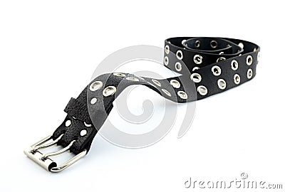 Black studded leather belt Stock Photo