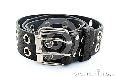 Black studded leather belt Stock Photo