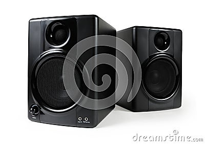 Black Studio Speakers Stock Photo