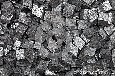 Black styrofoam pellets background Stock Photo