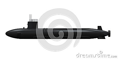 Black Submarine Isolated Stock Photo