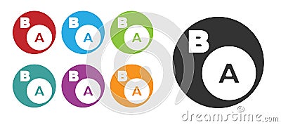 Black Subsets, mathematics, a is subset of b icon isolated on white background. Set icons colorful. Vector Stock Photo