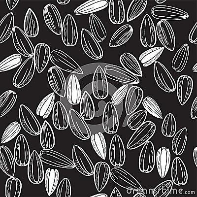 Black sunflower seeds. Vector seamless pattern Vector Illustration