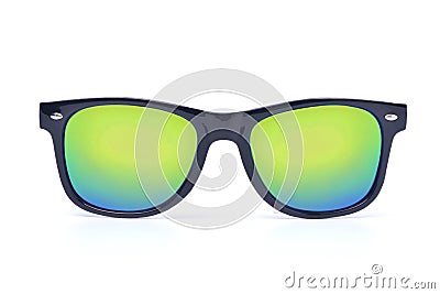 Black sunglasses with Multicolor Mirror Lens Stock Photo