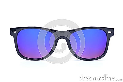 Black sunglasses with Multicolor Mirror Lens Stock Photo