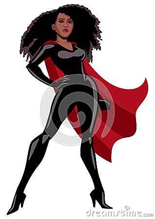 Superheroine Black on White Vector Illustration