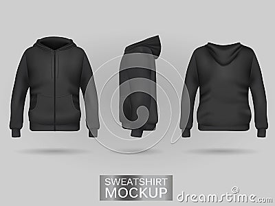 Black sweatshirt hoodie template Vector Illustration