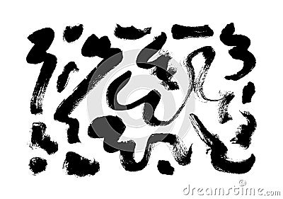 Black swirl dry brush stroke hand drawn vector set Vector Illustration