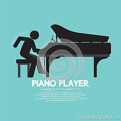 Black Symbol Piano Player Vector Illustration