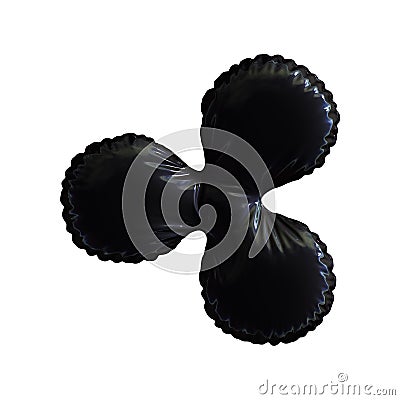 Black symbol Ripple made of inflatable balloon isolated on white background. Stock Photo