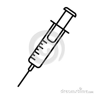 Black Syringe icon isolated. Simple Vaccine Sign. Injection Symbol Vector Illustration