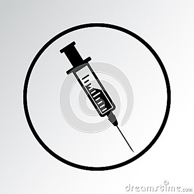 Black syringe icon. Vector illustration Cartoon Illustration